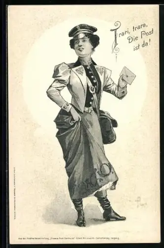 AK Trari, trara, die Post ist da!, Briefträgerin