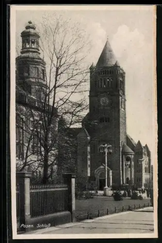 AK Posen / Poznan, Strassenpartie am Schloss