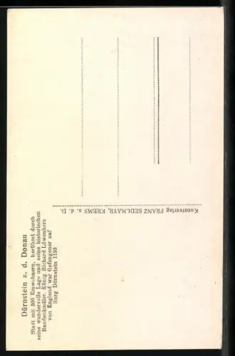 AK Dürnstein, Tordurchblick in eine Strasse