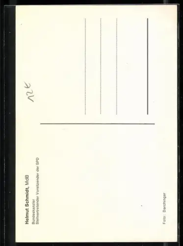 AK Portrait Bundeskanzler Helmut Schmidt