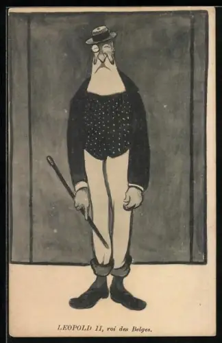 AK Karikatur Leopold II., roi des Belges