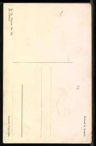 AK Katze springt Mann mit Schüssel an, Maus hüpft davon