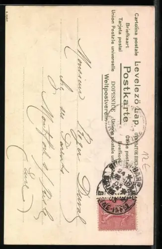 Lithographie Kätzchen und Maus