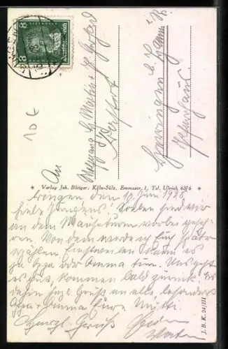 AK Gruss vom Rhein, Bischof aus Mainz auf dem Binger Mäuseturm