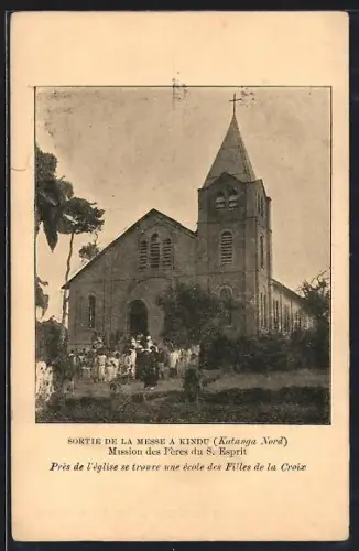 AK Kindu, Mission des Peres du S. Esprit, Sortie de la Messe