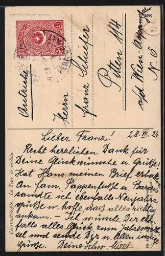 AK Constantinople, La Tour de Galata