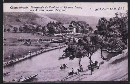 AK Constantinople, Promenade de Vendredi et Kiosque Imper aux eaux douces d`Europe