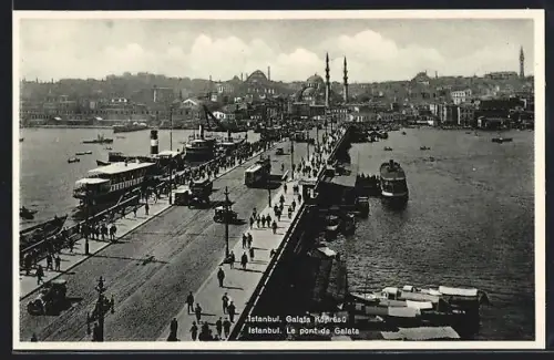 AK Istanbul, Galata Köprüsü, Strassenbahn