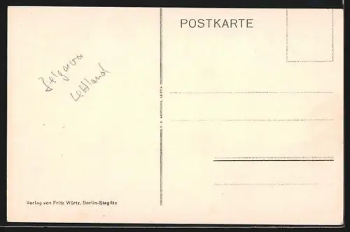 Künstler-AK Mitau, Krambuden am Markt