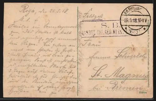 AK Riga, Stadttheater mit Anlagen, Gewässer mit Ruderboot