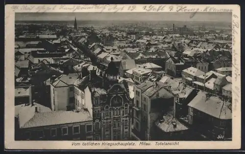 AK Mitau, Totalansicht mit Kirche aus der Vogelschau