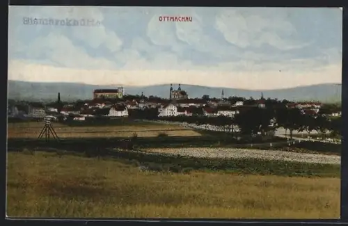 AK Ottmachau, Totalansicht von der Feldflur aus