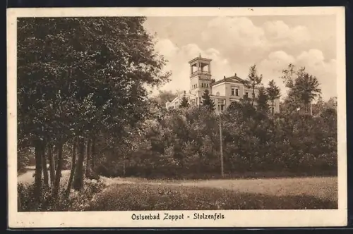 AK Zoppot, Blick auf das Anwesen Stolzenfels