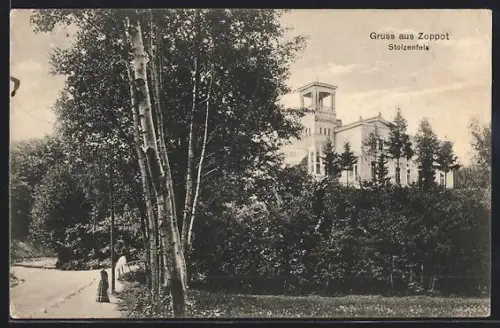 AK Zoppot, Ansicht der Villa Stolzenfels