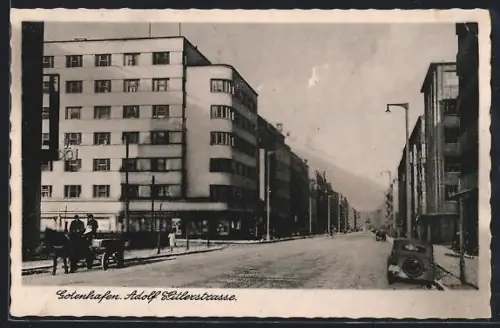 AK Gotenhafen, strasse mit Wohngebäuden