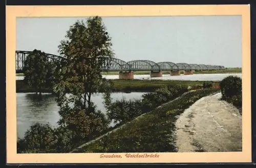 AK Graudenz / Grudziadz, Blick auf die Weichselbrücke
