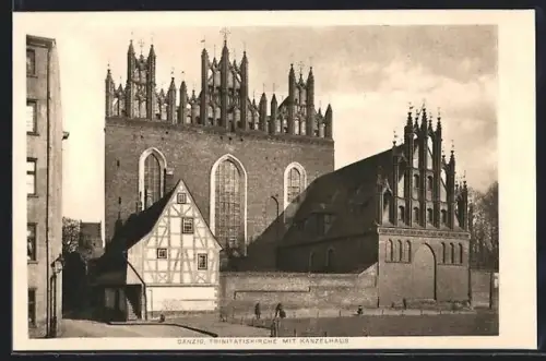 AK Danzig, Trinitatiskirche mit Kanzelhaus