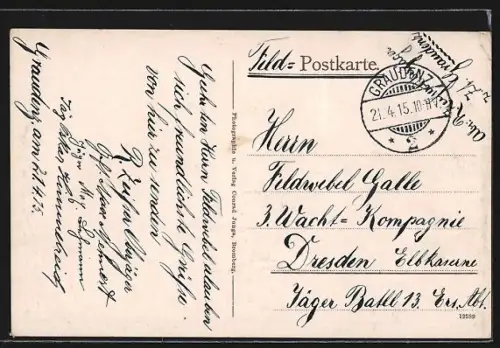 AK Graudenz, Schlossberg und Weichselbrücke im Hintergrund