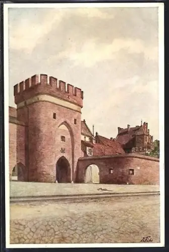 Künstler-AK Thorn, Brückentor aus dem 13. Jahrhundert