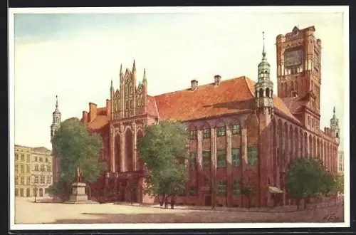 Künstler-AK Thorn / Torun, Rathaus, erbaut im 13. -14. Jahrhundert