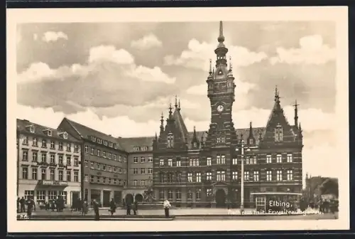 AK Elbing-Elblag, Rathaus mit Erweiterungsbau