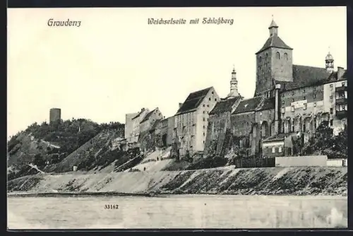 AK Graudenz / Grudziadz, Weichselseite mit Schlossberg