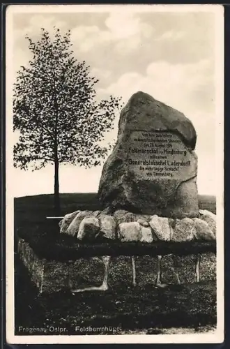 AK Frögenau /Ostpr., Feldherrnhügel, Denkstein für die Schlacht bei Tannenberg 1914