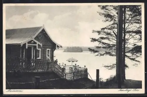 AK Arys /Masuren, Holzhaus am Arys-See