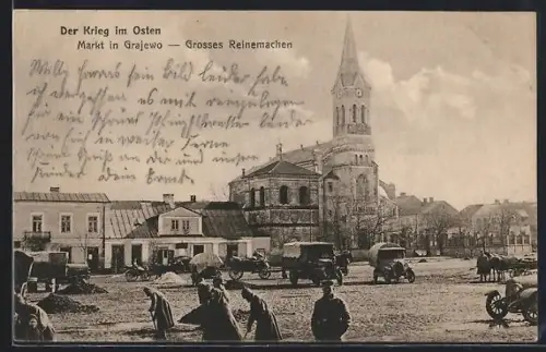 AK Grajewo, Grosses Reinemachen auf dem Markt