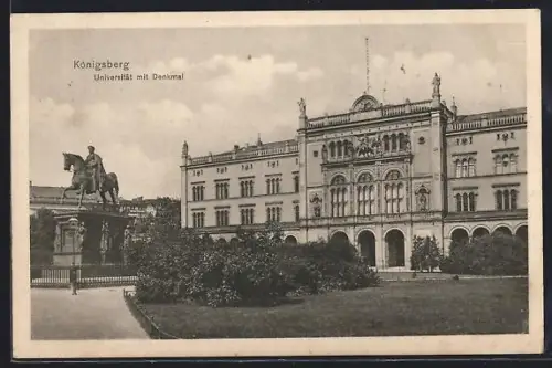 AK Königsberg i. Ostpr., Universität mit dem Denkmal