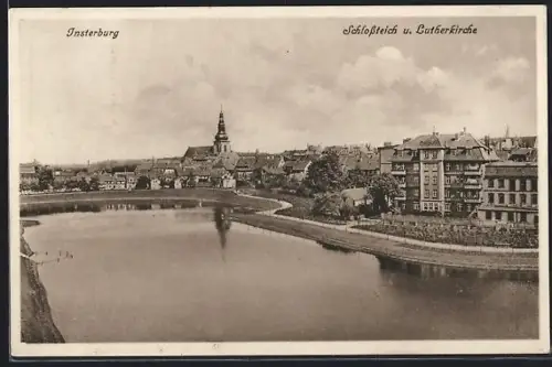 AK Insterburg, Schlossteich und Lutherkirche
