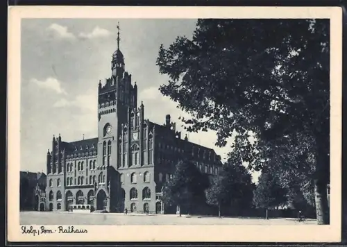 AK Stolp i. Pom., Blick zum Rathaus