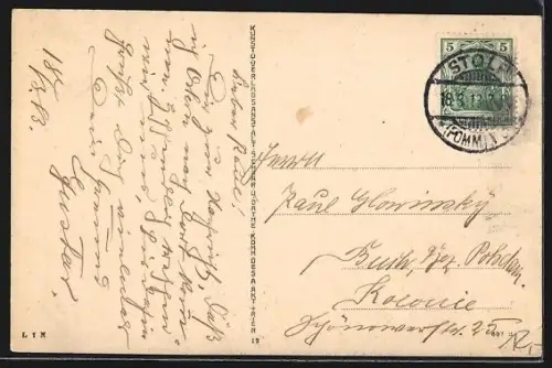 AK Stolp i. Pom., Schraderplatz mit Gymnasium