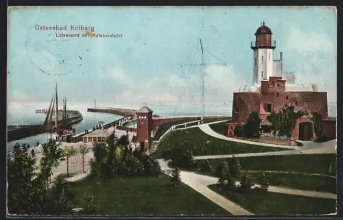 AK Kolberg, Lotsemamt mit Hafeneinfahrt