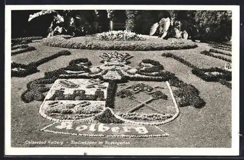 AK Kolberg, Stadtwappen im Rosengarten