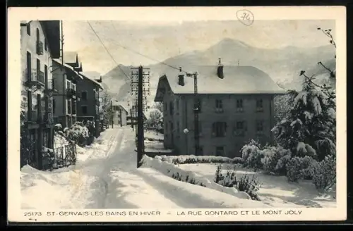 AK St-Gervais-les-Bains, La rue Gontard et le Mont Joly en hiver