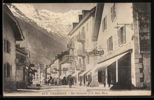 AK Chamonix, Rue Nationale et le Mont Blanc