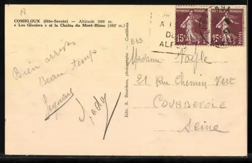 AK Combloux, Les Glaciers et la Chaîne du Mont-Blanc