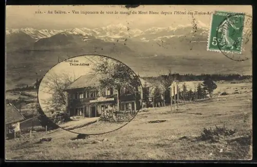 AK Salève, Vue imposante de tout le massif du Mont Blanc depuis l`Hôtel