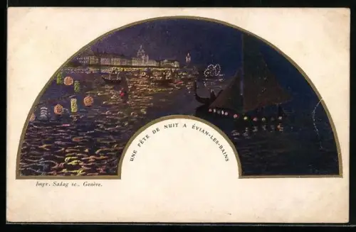 AK Évian-les-Bains, Une fête de nuit