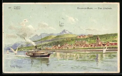 Künstler-AK Evian-les-Bains, Vue Générale