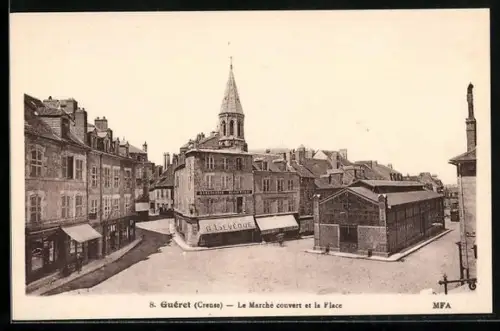 AK Guéret /Creuse, Le Marché couvert et la Place