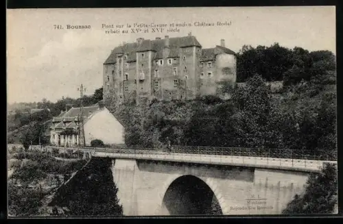 AK Boussac, Pont sur la Petite-Creuse et ancien Château féodal rebâti au XVe et XVIe siècle
