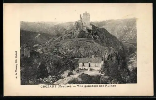 AK Crozant /Creuse, Vue générale des Ruines