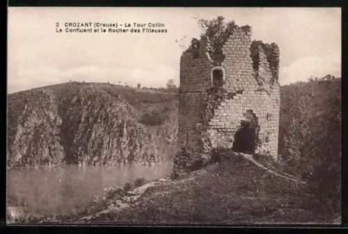 AK Crozant /Creuse, La Tour Collin, Le Confluent et le Rocher des Filleuses