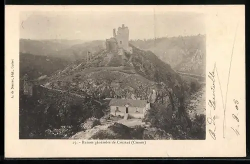AK Crozant /Creuse, Ruines générales de Crozant