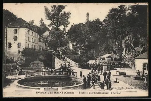 AK Évaux-les-Bains /Creuse, Sources de l`Établissement Thermal