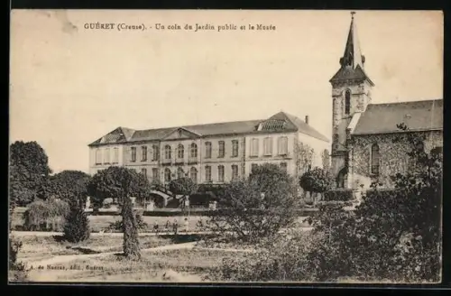 AK Guéret /Creuse, Un coin du Jardin public et le Musée