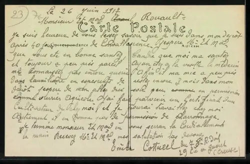 AK Gueret, La Creuse Pittoresque, Caserne du 78e d`Infanterie, Une vue intérieure