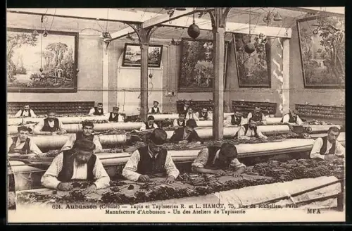 AK Aubusson, Tapis et Tapisseries R. et L. Hamot, 75, Rue de Richelieu, Manufacture d`Aubusson, Un des Ateliers
